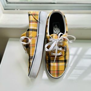 Vans Era Plaid Board Shoes Yellow Plaid